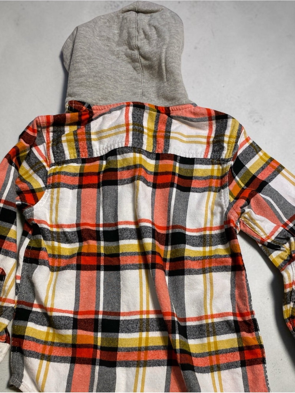 Kids Plaid Hooded Button-Up Flannel Shirt - Fall Multicolors boys size 8 - Picture 5 of 5